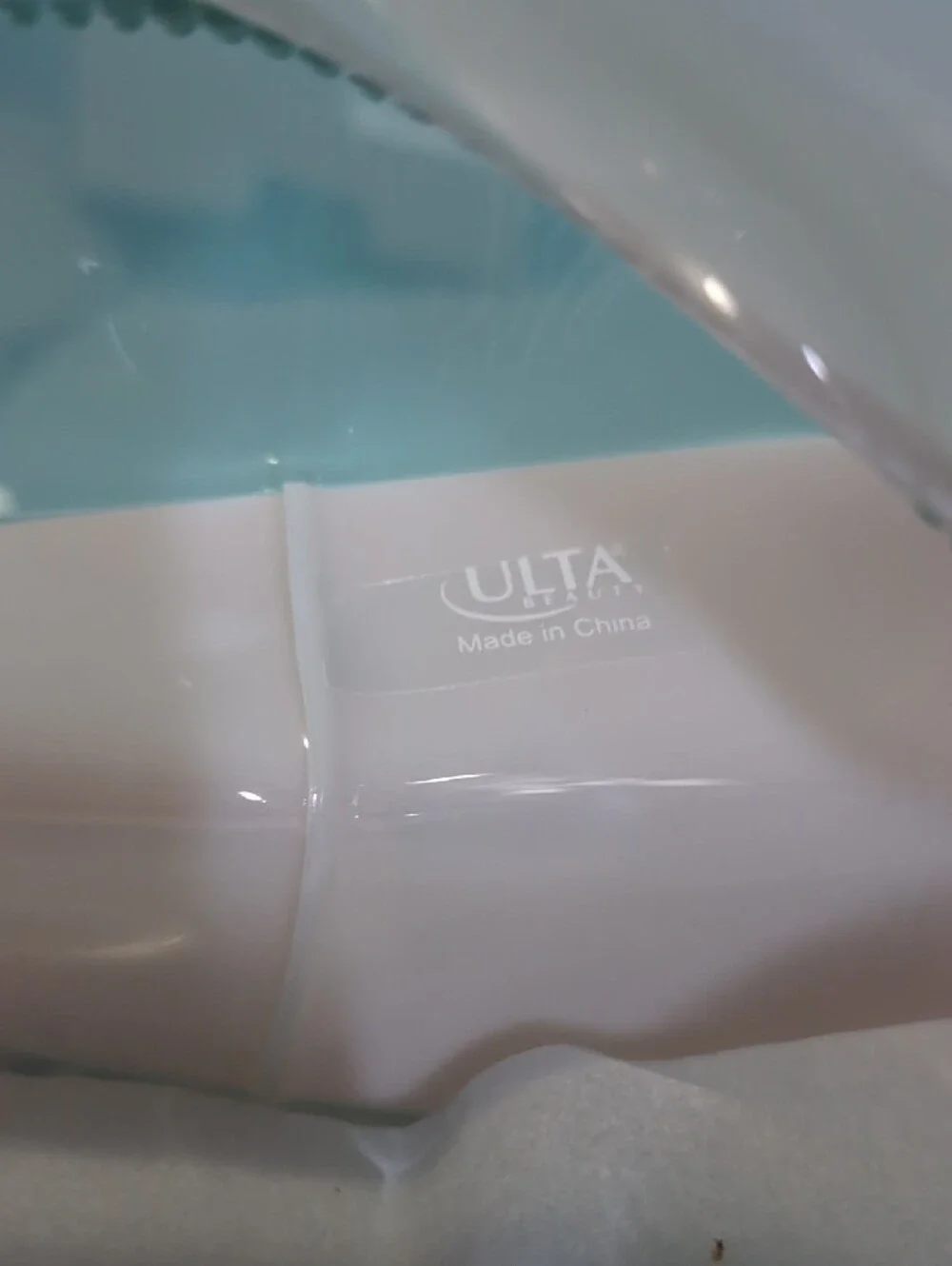 Ulta Beauty Teal and White Glossy Travel Cosmetic Bag